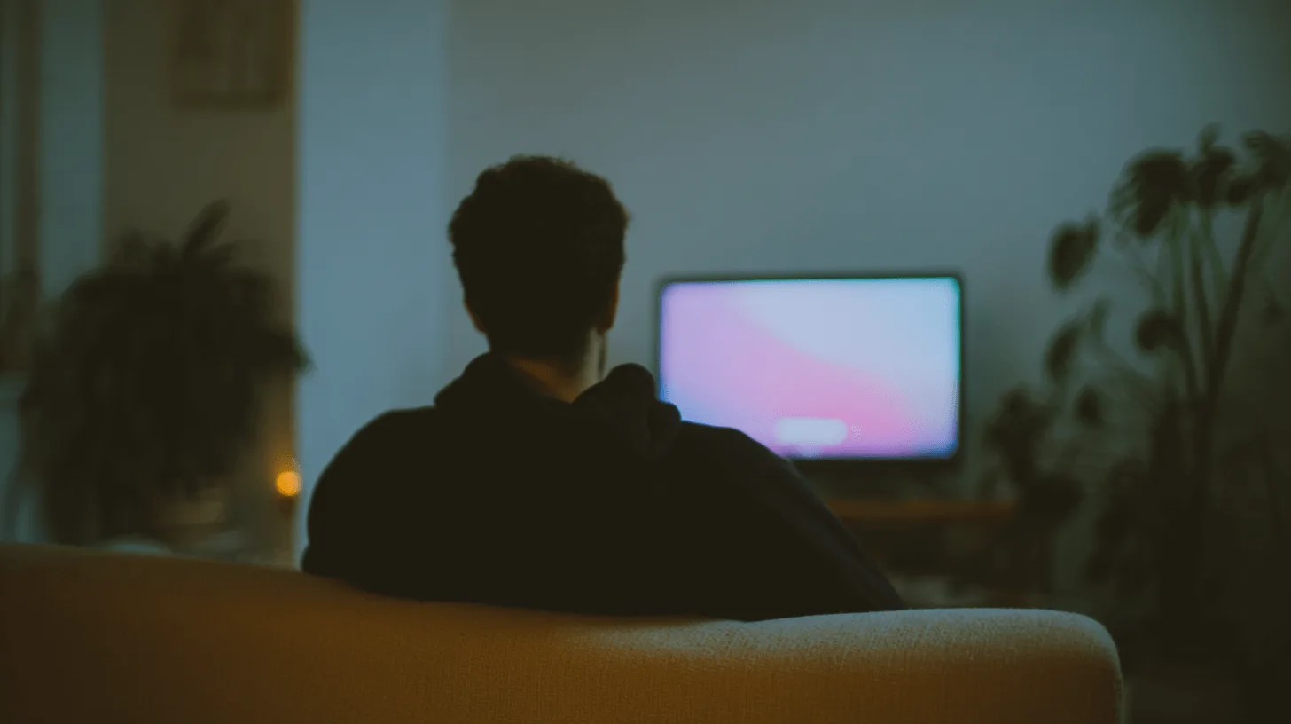 Homme regardant la télé